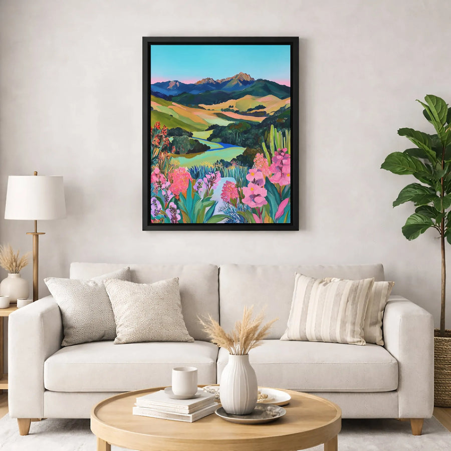Mountain Landscape Canvas Print | Vibrant Wildflower Meadow Art | Gallery Quality 1.25-inch Profile | Nature Wall Decor Gift for Home