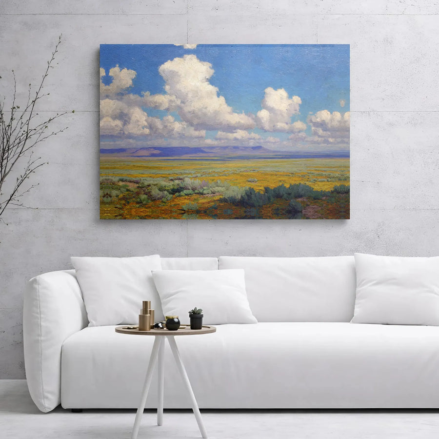 Desert Landscape Canvas Wall Art | Wildflower Meadow Impressionist Print | Gallery Wrap Premium Decor | Nature Lover Home Office Gift