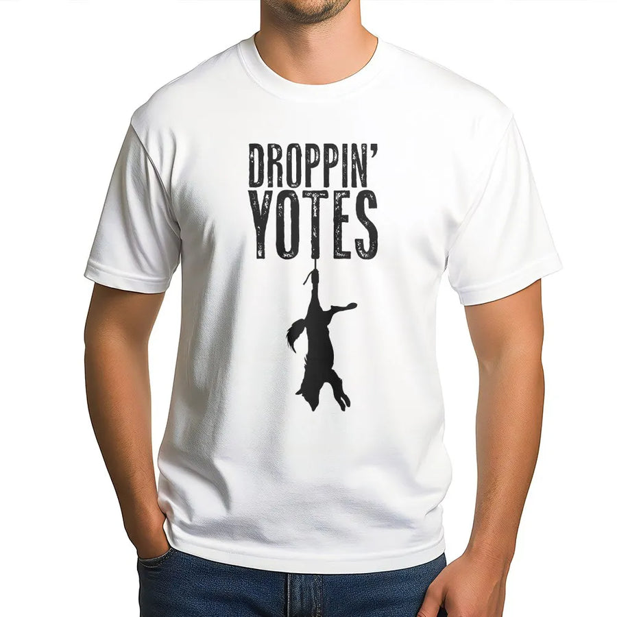 Droppin' Yotes Coyote Hunting T-Shirt | Predator Hunter Graphic Print | 100% Soft Cotton Tee | Funny Gift for Outdoorsmen and Sportsmen