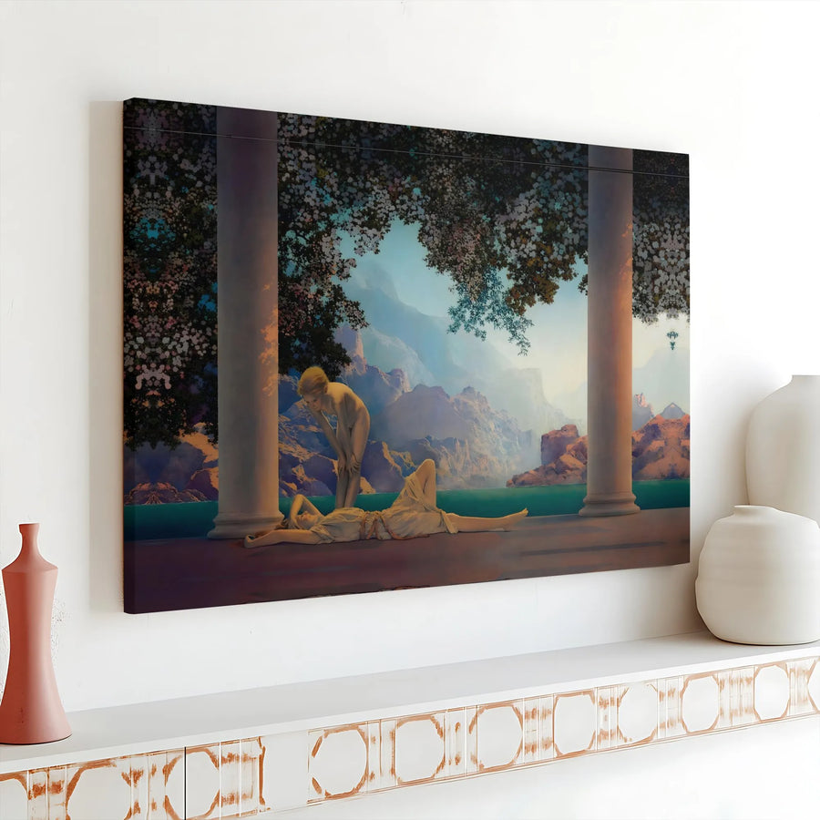 Maxfield Parrish Daybreak Art Print | Classical Landscape Canvas Wall Decor | Premium Gallery Wrap | Fine Art Gift for Home Office