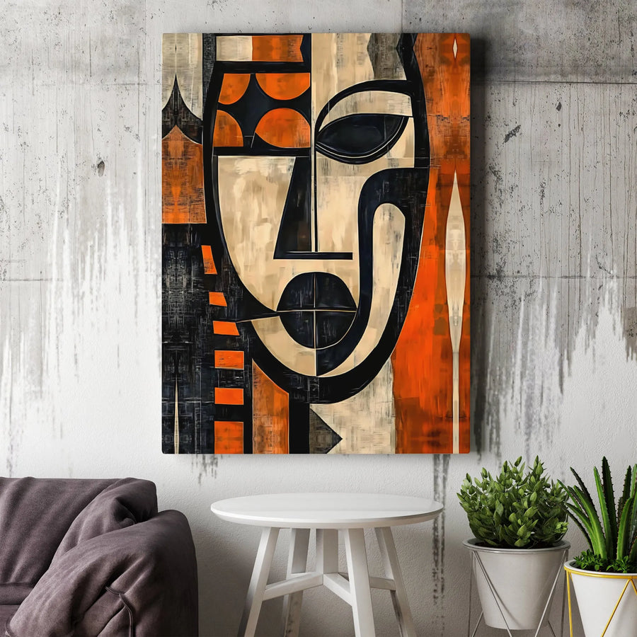 Abstract Cubist Face Canvas Wall Art | Geometric Modernist Portrait Print | Premium Gallery Wrapped | Home Office Decor Gift