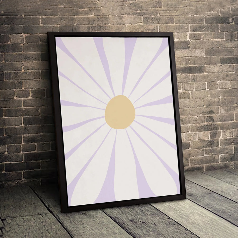 Minimalist Daisy Wall Art | Abstract Pastel Lavender Flower Canvas | Premium Gallery-Wrap Print | Modern Home Decor Gift for Her