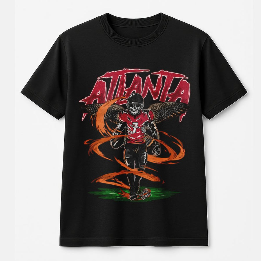 Atlanta Skeleton Football Player With Falcon Wings T-Shirt