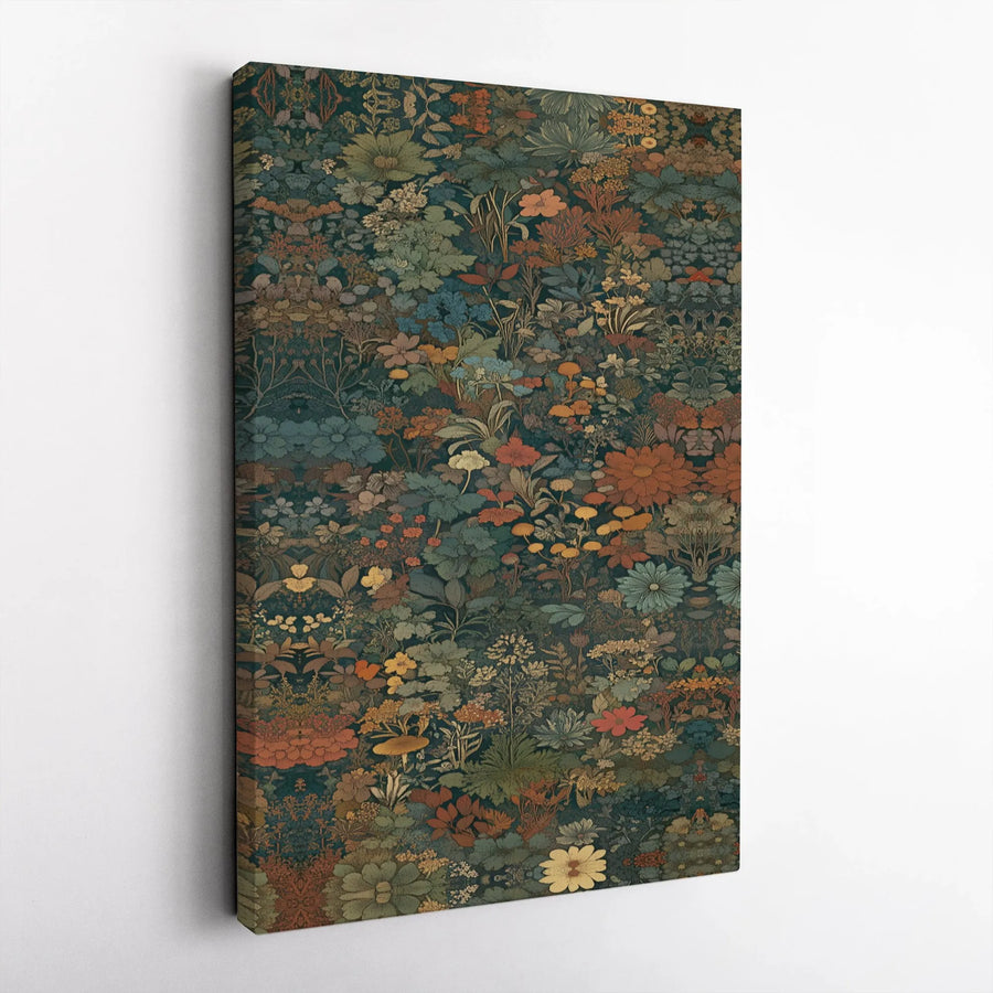 Vintage Botanical Wall Art | Intricate Floral Meadow Canvas Print | Premium Gallery Wrap Decor | Nature Inspired Gift for Home Office