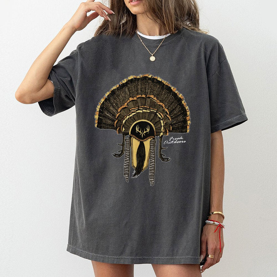 Turkey Hunting T-Shirt | Antler Fan Graphic Design | Premium Cotton Apparel | Gift for Hunters and Outdoorsmen
