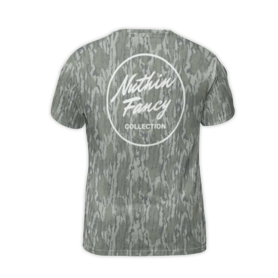 Camo T-Shirt | All-Over Print Nuthin Fancy Design | Premium Polyester Spandex Blend | Casual Outdoor Graphic Tee Gift for Men