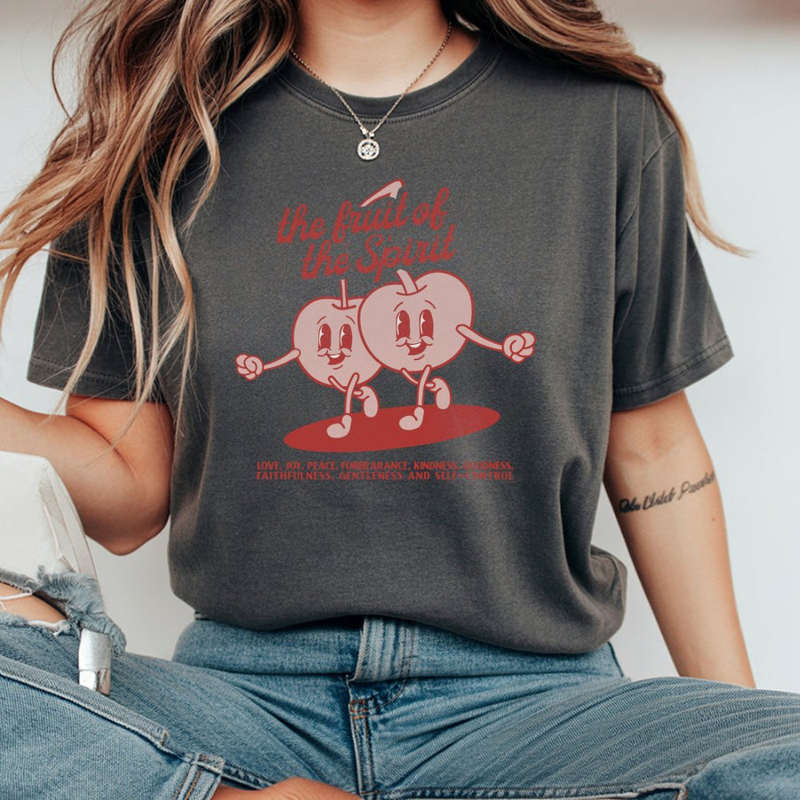 Fruit of the Spirit T-Shirt | Retro Cartoon Aesthetic Christian Design | 100% Cotton Premium Apparel | Faith-Based Gift for Men and Women