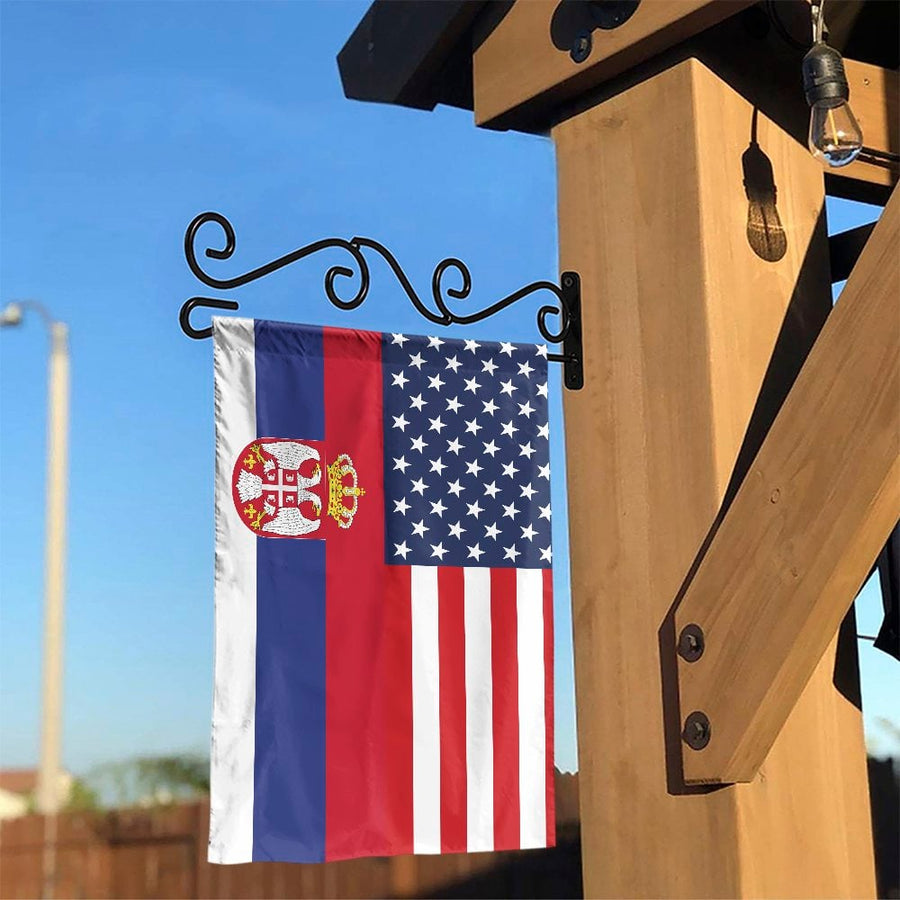 Serbian American Friendship Garden Flag | Double-Sided Heritage Yard Decor | Weather-Resistant Polyester | Patriotic Gift for Serbian-Americans