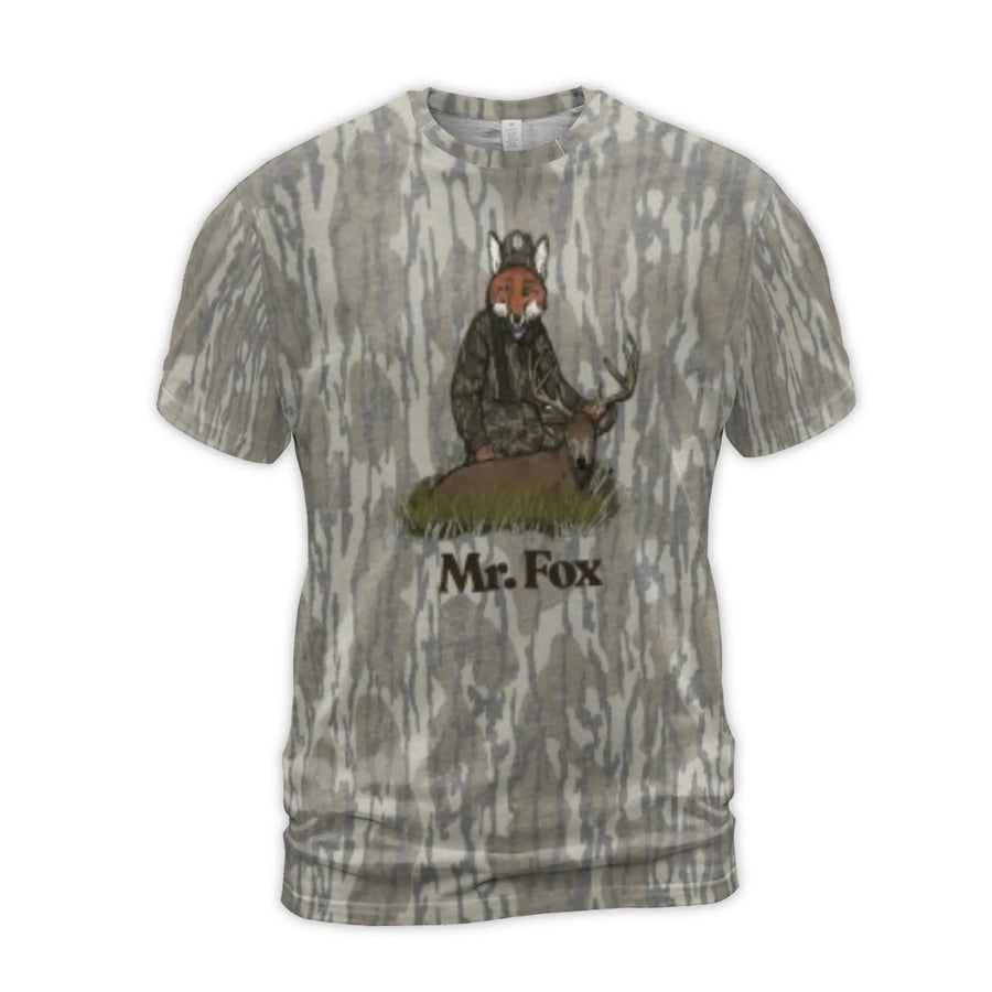 Fox Hunter Camo T-Shirt | Realistic Deer Hunting Graphic | Premium Polyester Blend | Unique Gift for Outdoorsmen and Hunters