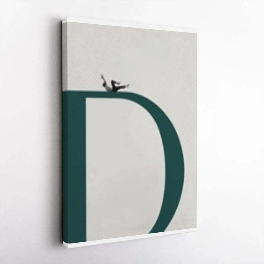 Minimalist Letter D Canvas Art | Modern Initial D Typography Print | Premium Gallery Wrap Canvas | Modern Home Office Decor Gift