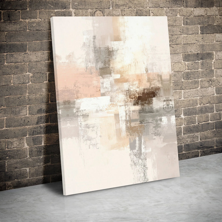 Neutral Abstract Wall Art | Beige and Blush Modern Canvas Print | Premium Gallery Wrapped 1.25" Frame | Minimalist Home Office Decor