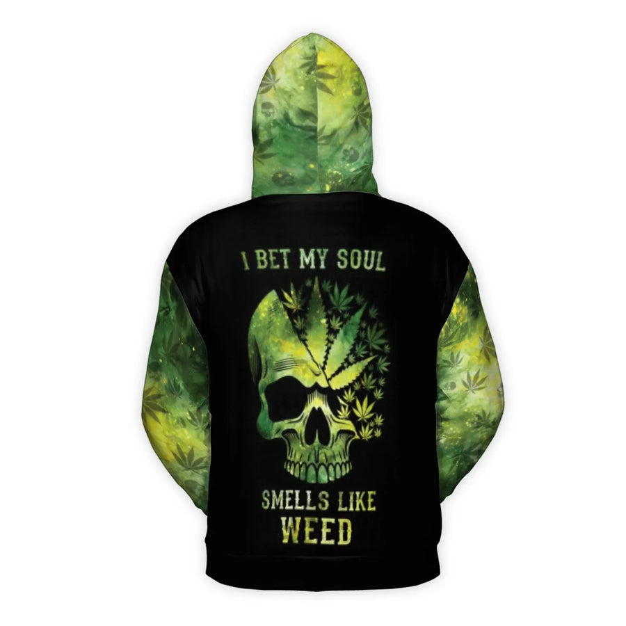 Weed Skull 3D Hoodie | Marijuana Leaf Graphic Print | Premium Brushed Fleece Unisex Pullover | Cannabis Lover Stoner Gift for Men Women