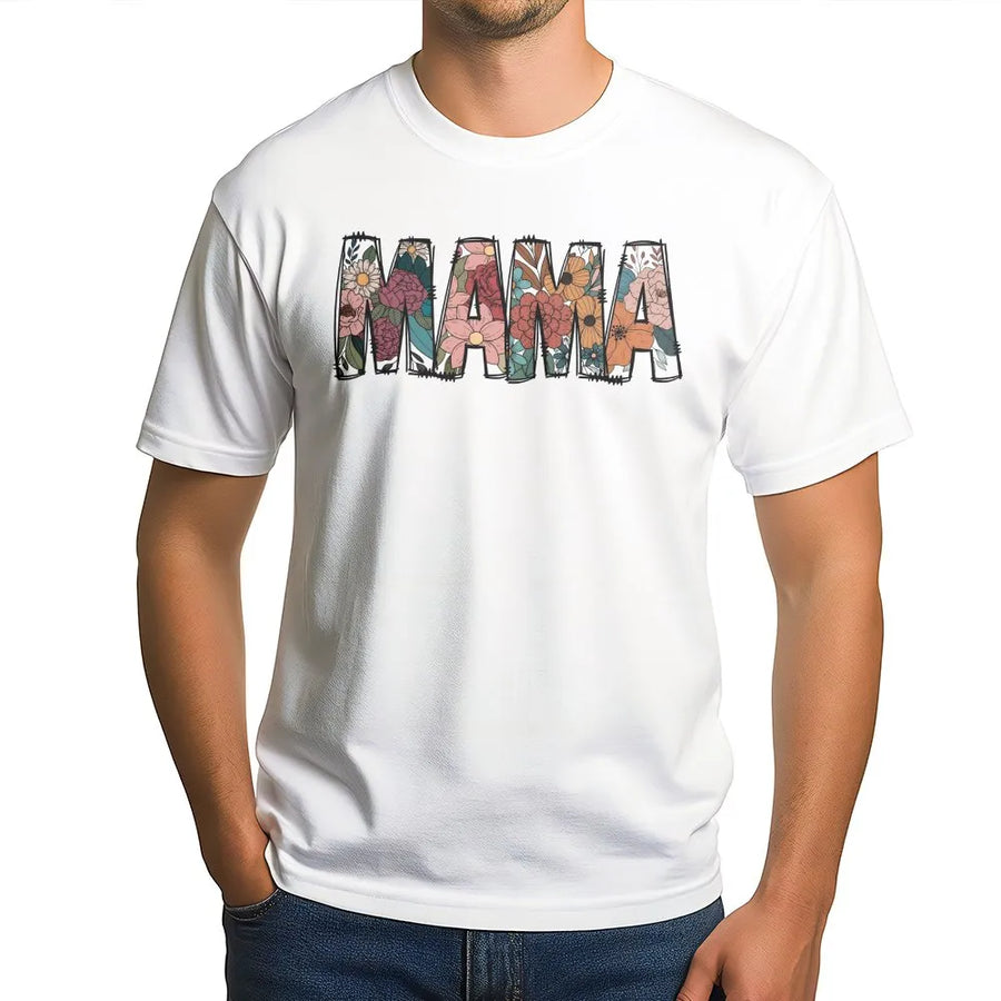Floral Mama T-Shirt | Vintage Botanical Lettering Design | Premium Soft Cotton Tee | Mother's Day Gift for New Mom, Wife