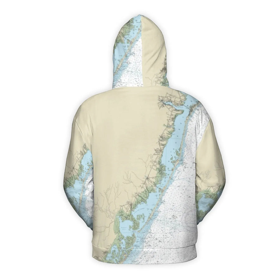 Nautical Map 3D Hoodie | Vintage Bathymetric Chart Print | Premium Brushed Fleece Pullover | Unique Gift for Sailors & Ocean Lovers