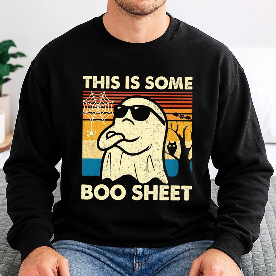 This Is Some Boo Sheet Sweatshirt | Retro Funny Ghost Halloween Graphic | Premium Cotton Blend | Spooky Season Gift for Men and Women