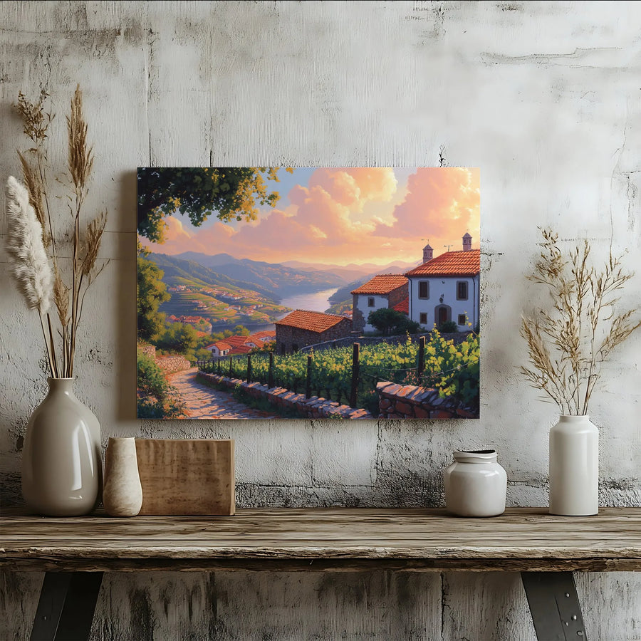 Tuscan Vineyard Canvas Wall Art | Scenic Italian Countryside Painting | Premium Gallery Wrapped Canvas | Living Room Decor & Housewarming Gift