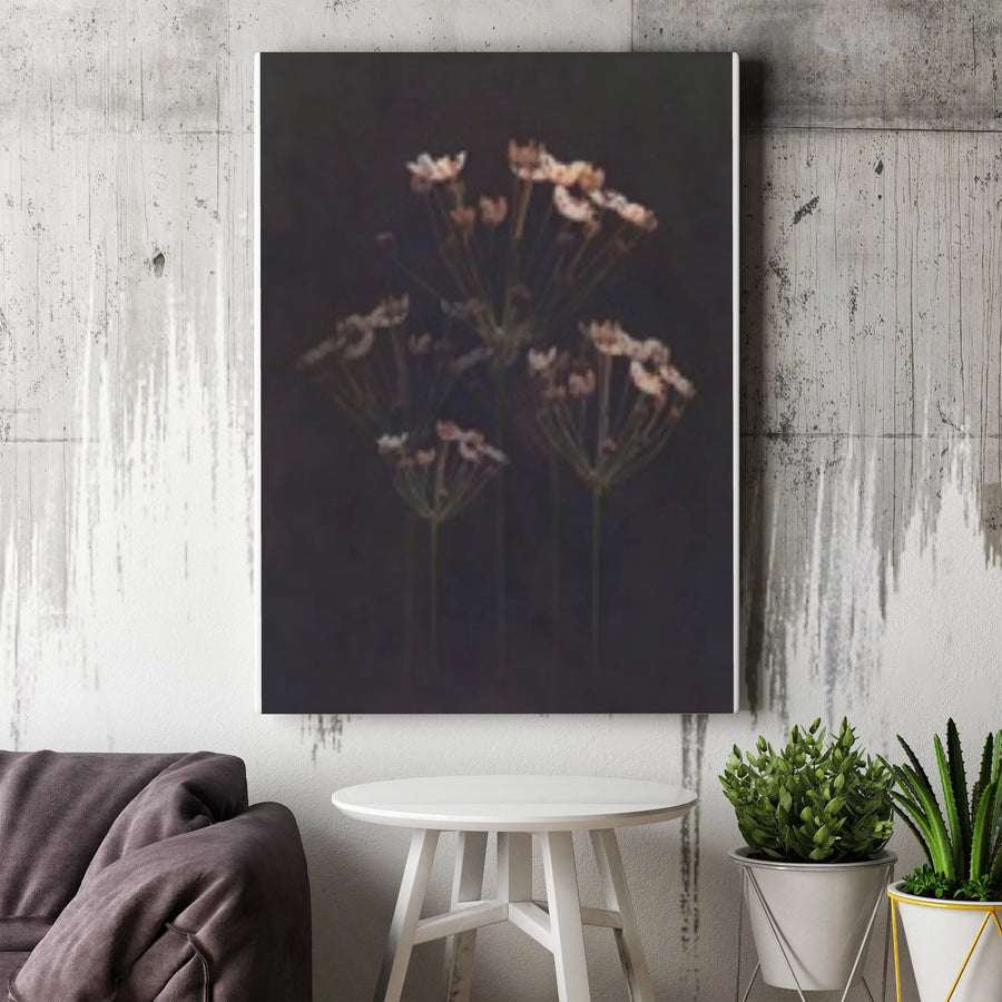 Moody Wildflower Canvas Wall Art | Dark Botanical Photography Print | Premium Fade-Resistant Canvas | Minimalist Living Room Decor Gift
