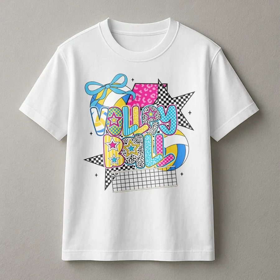 Volleyball T-Shirt | Retro Preppy Coquette Game Day Graphic | 100% Cotton Premium Tee | Cute Sporty Gift For Volleyball Player