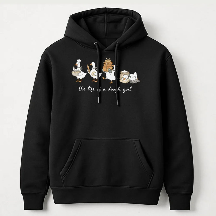 Dough Girl Hoodie | Cute Baking Goose Graphic Sweatshirt | Soft Cotton-Blend Pullover | Premium Gift for Bakers and Chefs