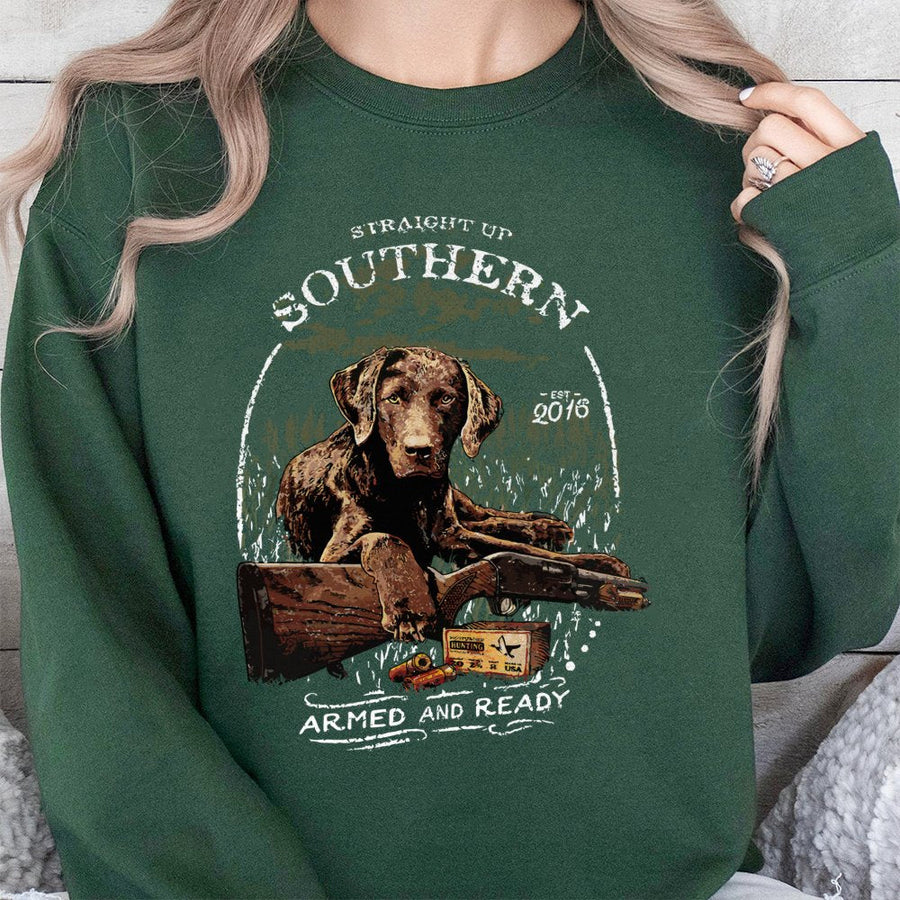 Chocolate Labrador Retriever Sweatshirt | Southern Hunting Dog Graphic | Premium Cotton Blend | Gift for Duck Hunters & Dog Lovers