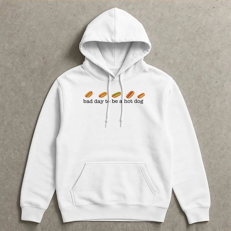 Funny Hot Dog Hoodie | Bad Day To Be A Hot Dog Graphic Sweatshirt | Premium Cotton Blend | 4th of July BBQ & Memorial Day Gift
