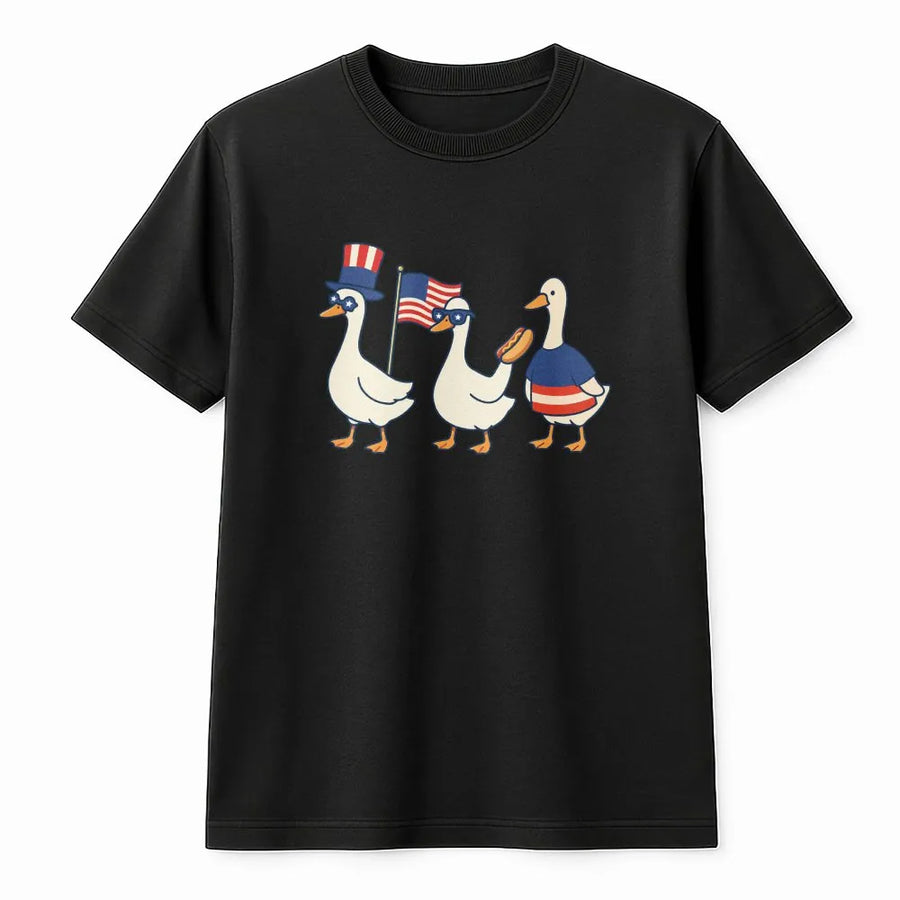 Silly Goose 4th of July T-Shirt | Funny Patriotic Goose Parade Graphic | Premium Soft Cotton Blend | Unique Independence Day Gift