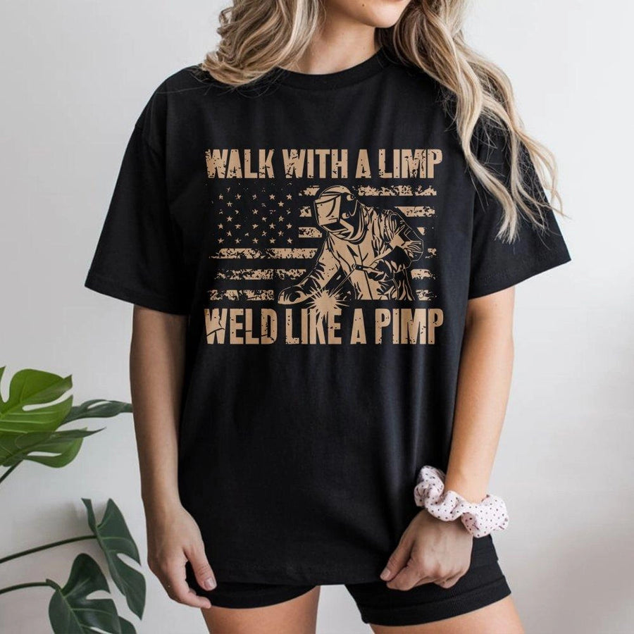 Welder T-Shirt | Patriotic American Flag Graphic | Premium Cotton Workwear | Funny Welding Gift for Men and Women