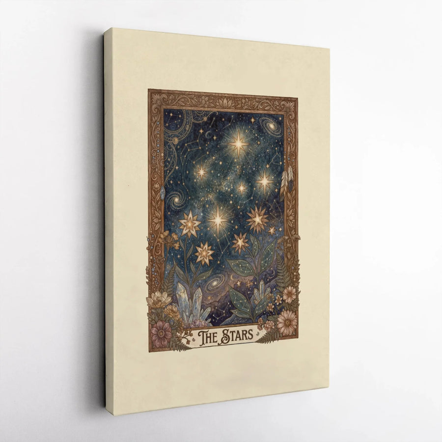 The Stars Celestial Tarot Canvas Print | Mystical Constellation & Crystal Wall Art | Gallery Wrapped Premium Decor | Boho Witchy Gift for Home