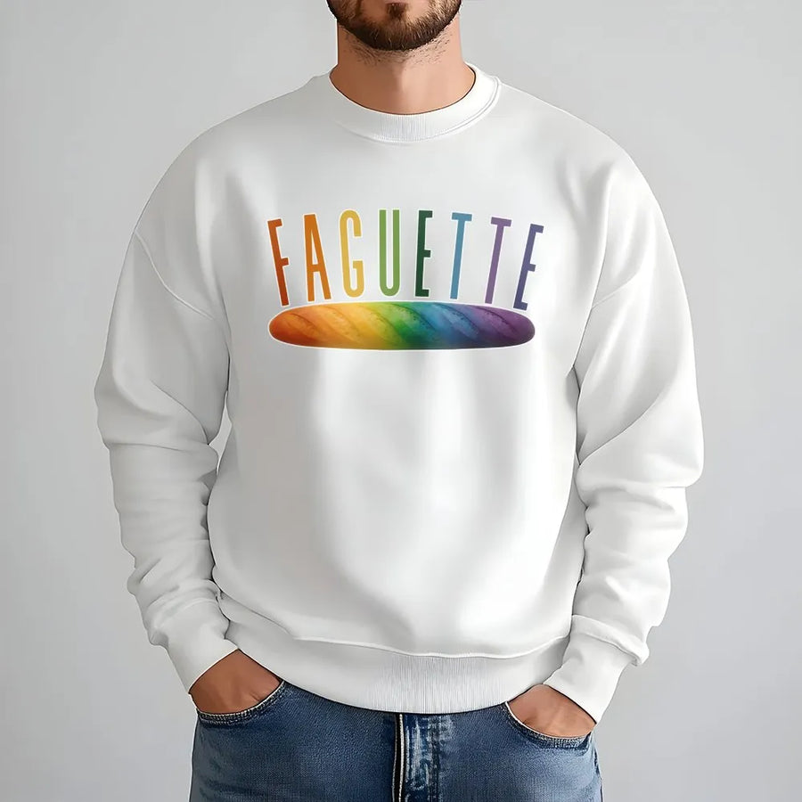 Faguette LGBT Pride Sweatshirt | Funny French Baguette Pun | Premium Cotton Blend | Unisex Pride Month Parade Gift