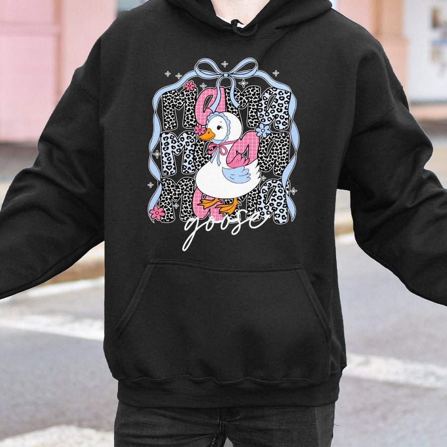 Mama Goose Hoodie | Cute Leopard Print Duck Graphic | Premium Cotton Blend | Funny Mother's Day 2026 Gift for Mom and Duck Lovers