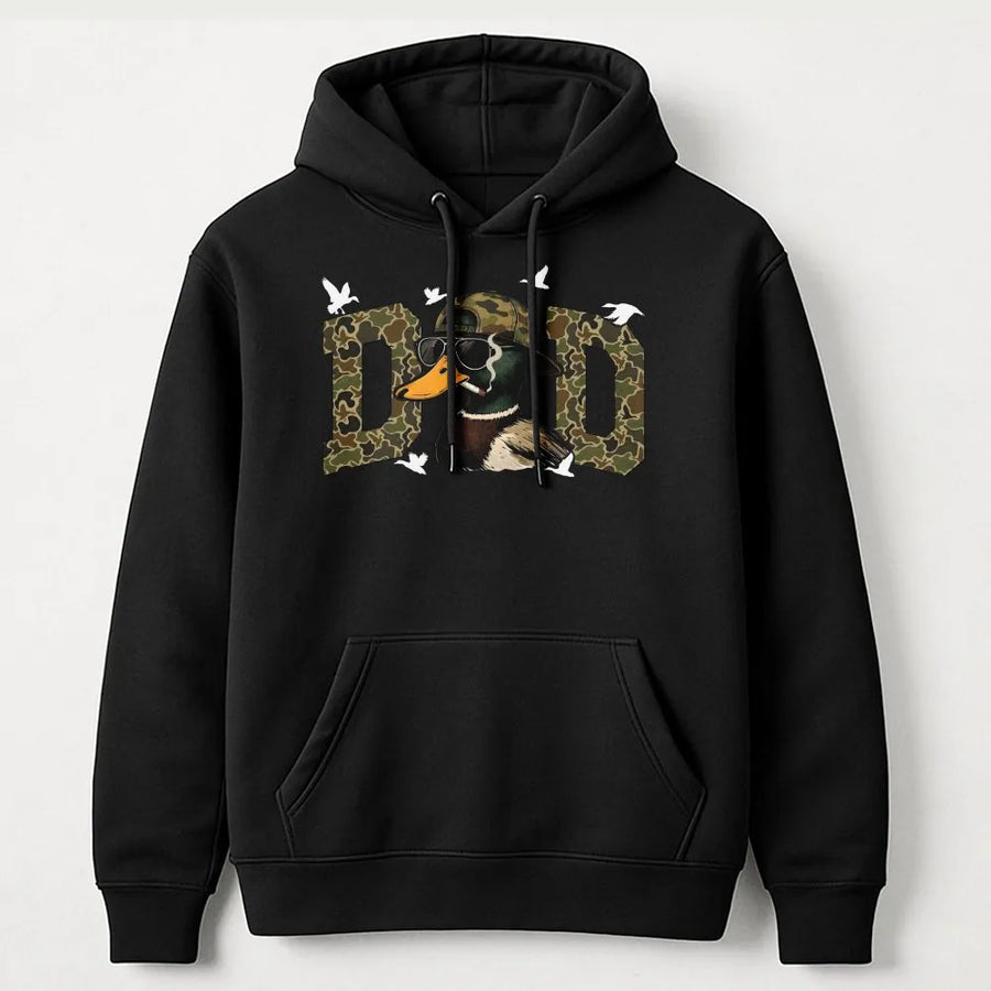 Duck Hunting Dad Hoodie | Funny Mallard Duck Camo Graphic | Soft Cotton Blend | Gift for Hunter Dad