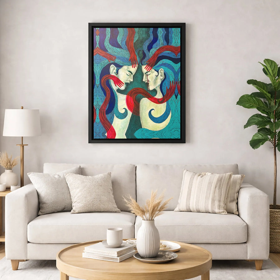 Surreal Expressionist Canvas Print | Moody Abstract Women Art | 1.25-Inch Premium Gallery Profile | Statement Wall Decor for Modern Home