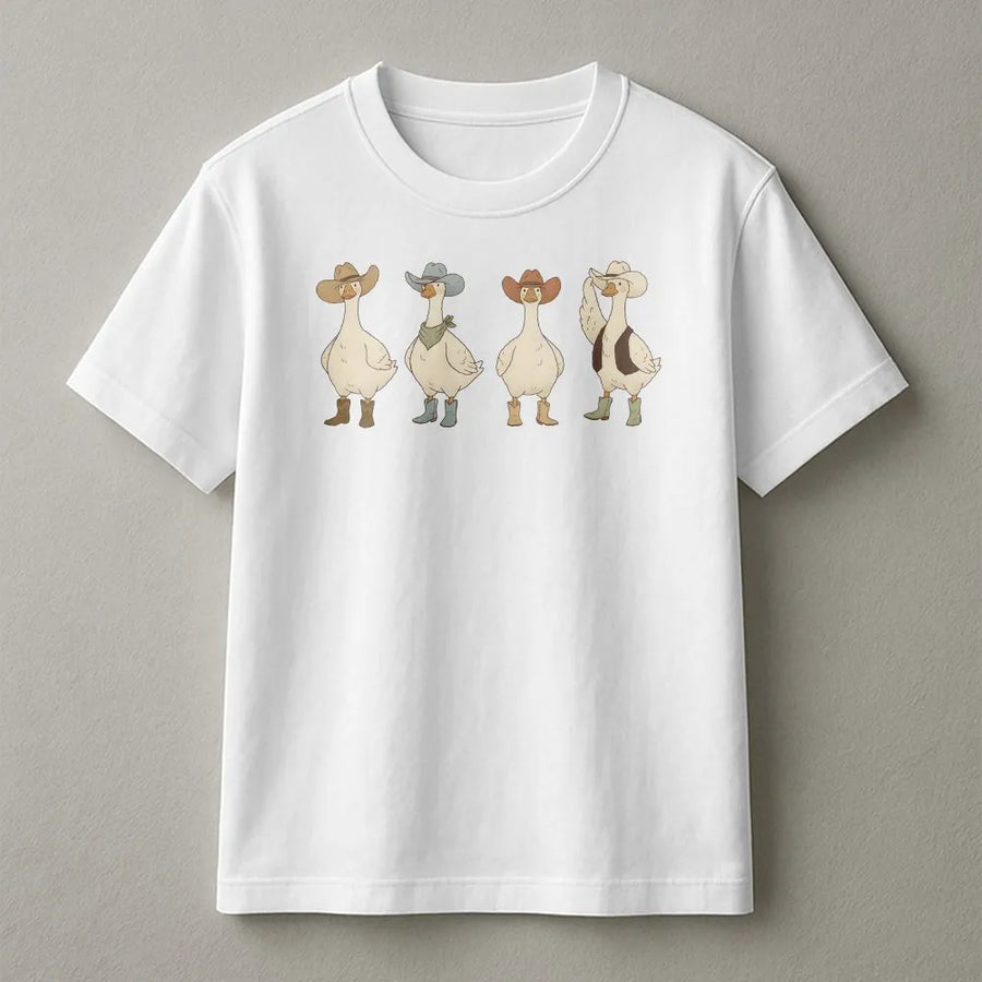 Funny Goose Cowboy T-Shirt | Wild West Animal Graphic Tee | Soft Breathable Cotton | Southern Rodeo Gift for Country Fans
