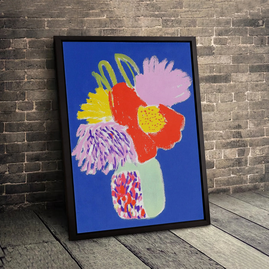 Abstract Floral Bouquet Canvas Print | Vibrant Modern Botanical Wall Art | Premium Gallery-Wrapped Quality | Colorful Home Decor Gift