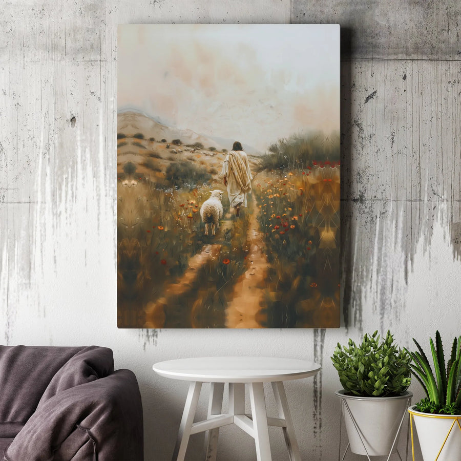 Jesus The Good Shepherd Canvas Art | Religious Wall Decor Print | 1.25 Inch Premium Gallery Wrap | Spiritual Christian Home Gift