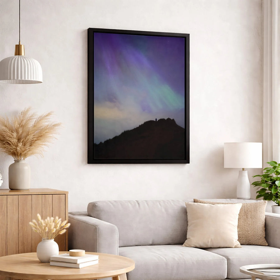 Aurora Borealis Canvas Print | Night Sky Silhouette Wall Art | 1.25 Inch Gallery Wrap | Premium Landscape Decor for Home