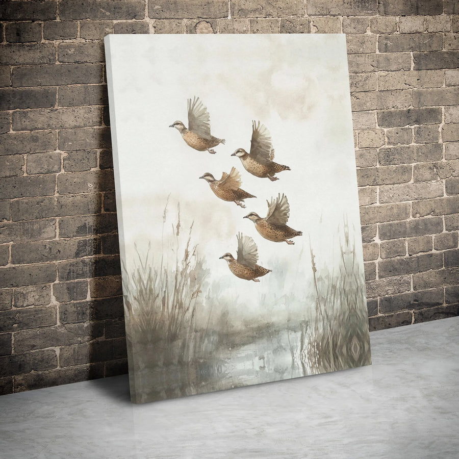 Flying Duck Canvas Wall Art | Watercolor Marsh Landscape Print | Premium Gallery Wrap 1.25" Frame | Wildlife Nature Decor Gift for Bird Lovers