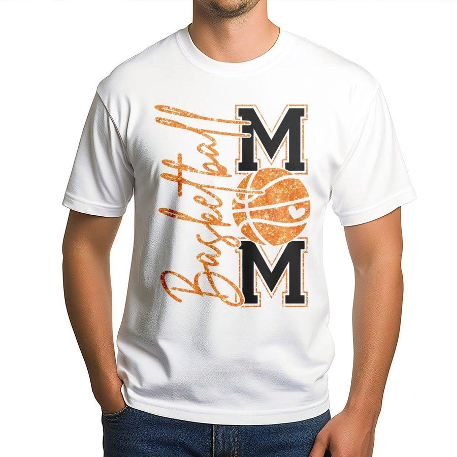 Basketball Mom T-Shirt | Glitter Ball Graphic Design | Soft Cotton Premium Apparel | Perfect Gift for Basketball Mamas & Sports Fans