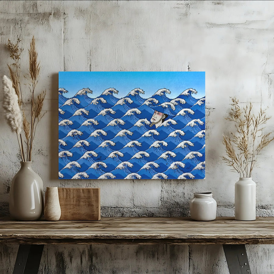 Japanese Art Canvas Print | Hokusai Great Wave Inspired Pattern | Premium Gallery Wrapped Wall Decor | Unique Gift For Art Lovers