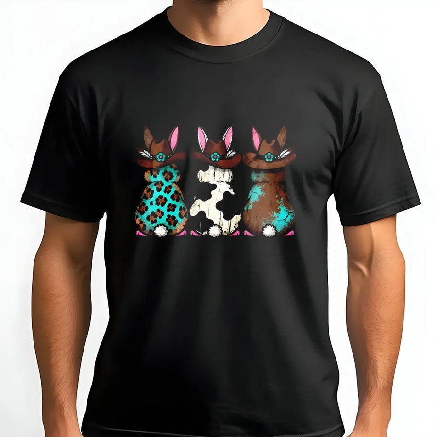 Western Easter Bunny T-Shirt | Boho Cowgirl Rabbit Graphic | Premium Soft Cotton | Fun Spring Holiday Gift for Women and Girls