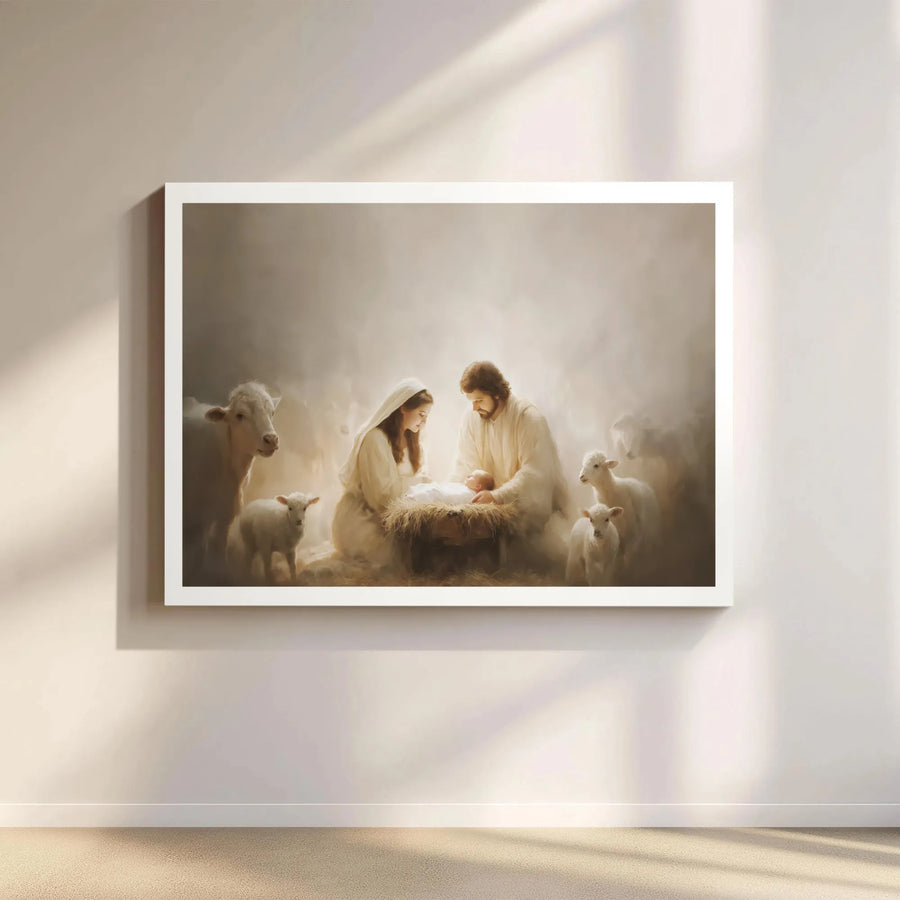 Nativity Scene Canvas Print | Holy Birth of Jesus Wall Art | Premium Gallery Wrap Decor | Christian Home Gift for Christmas