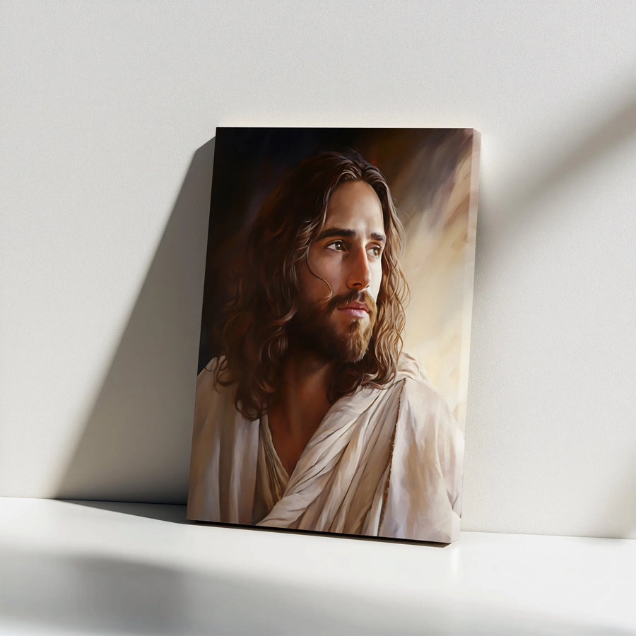 Jesus Christ Portrait Canvas | Religious Wall Art Painting | Premium Gallery Wrap Print | Christian Home Decor Gift for Believers
