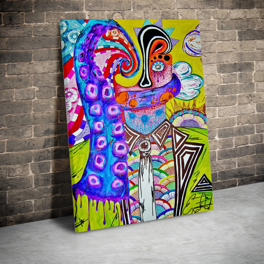 Psychedelic Abstract Canvas Wall Art | Vibrant Surreal Portrait Print | Thick Gallery Wrap Canvas | Premium Modern Home Decor Gift