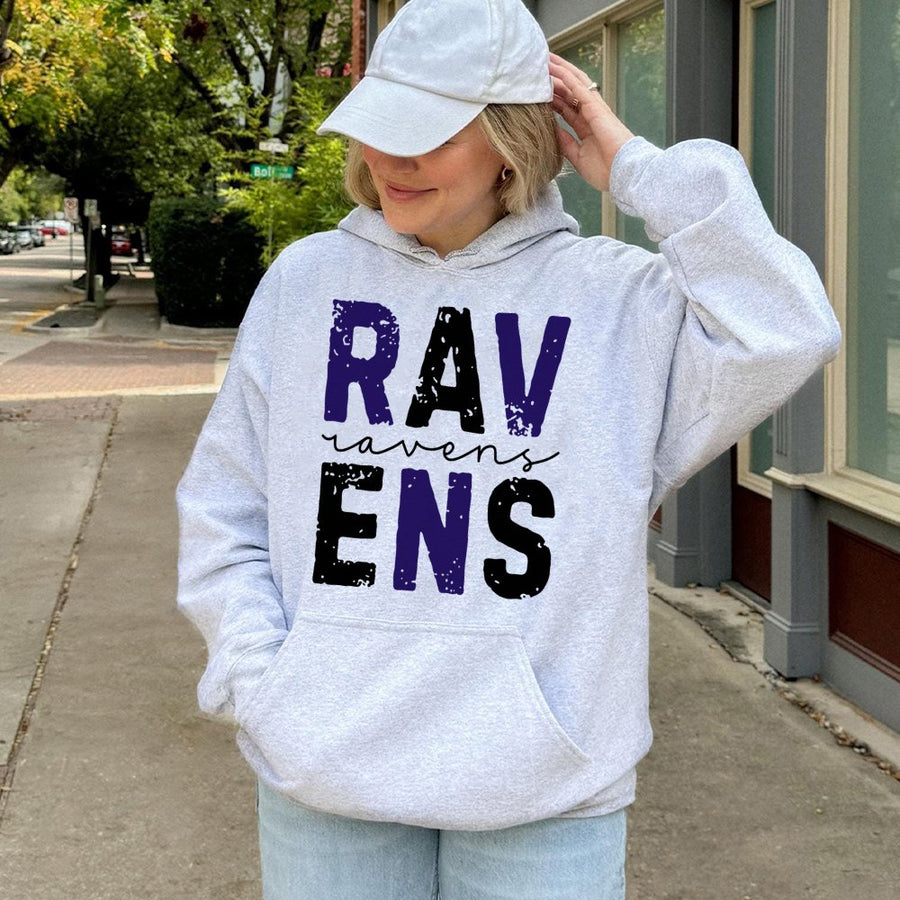 Rav Ravens Ens Baltimore Ravens Distressed Font Hoodie