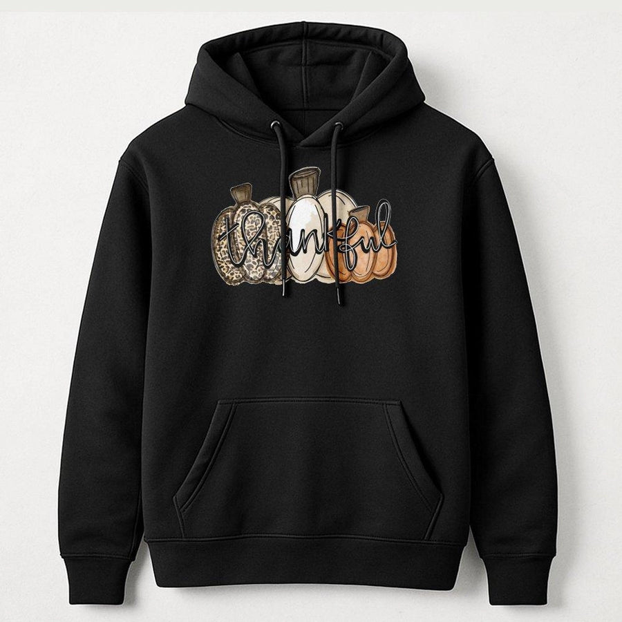 Thankful Pumpkin Hoodie | Leopard Print Fall Aesthetic Design | Premium Cotton Blend Sweatshirt | Cozy Thanksgiving Gift For Her