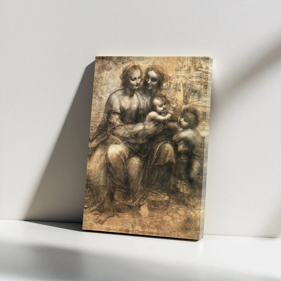 Da Vinci Virgin and Child Canvas Print | Vintage Renaissance Sketch Reproduction | Premium Gallery Wall Art | Christian Home Decor Collector Gift