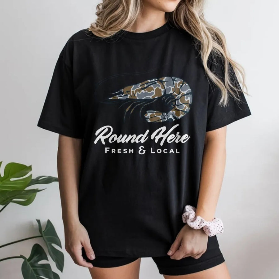 Shrimp Fishing T-Shirt | Southern Coastal Seafood Back Graphic | 100% Soft Cotton | Premium Gift for Saltwater Anglers