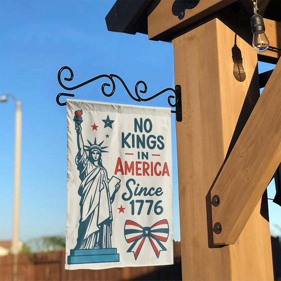 No Kings In America Garden Flag | Statue of Liberty 1776 Patriotic Design | Premium Weather-Resistant Polyester | Outdoor Yard Decor Gift