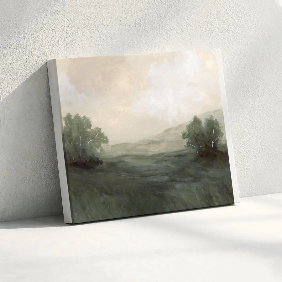 Vintage Landscape Canvas Wall Art | Moody Countryside Scene | Premium Gallery Wrapped Canvas | Modern Farmhouse Decor Gift