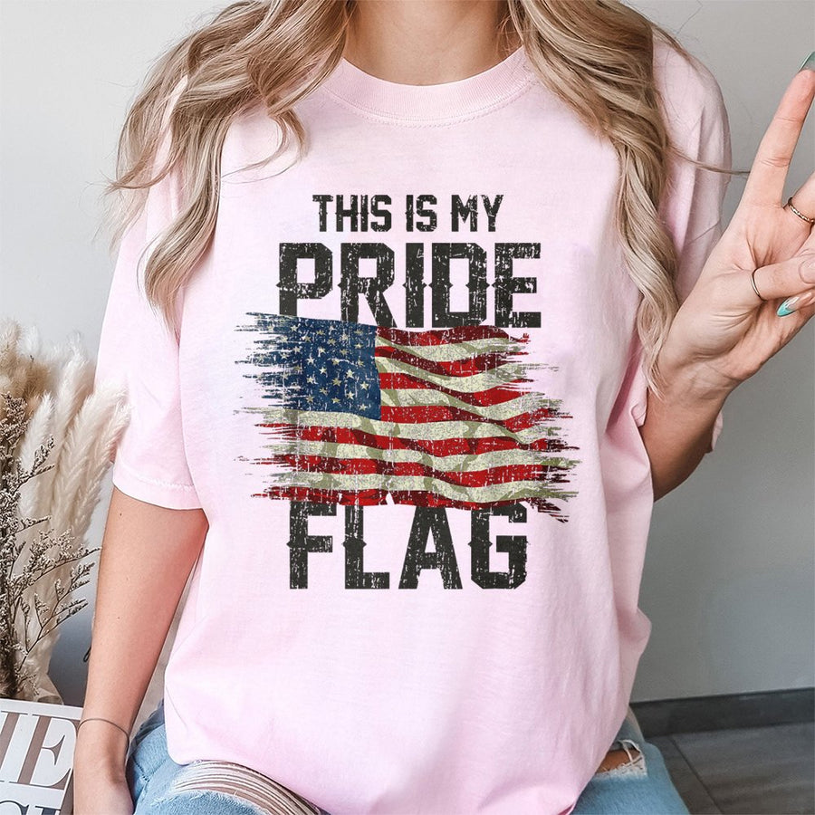 American Flag T-Shirt | This Is My Pride Flag Graphic Print | Premium Soft Cotton Tee | Patriotic Gift For Men And Women